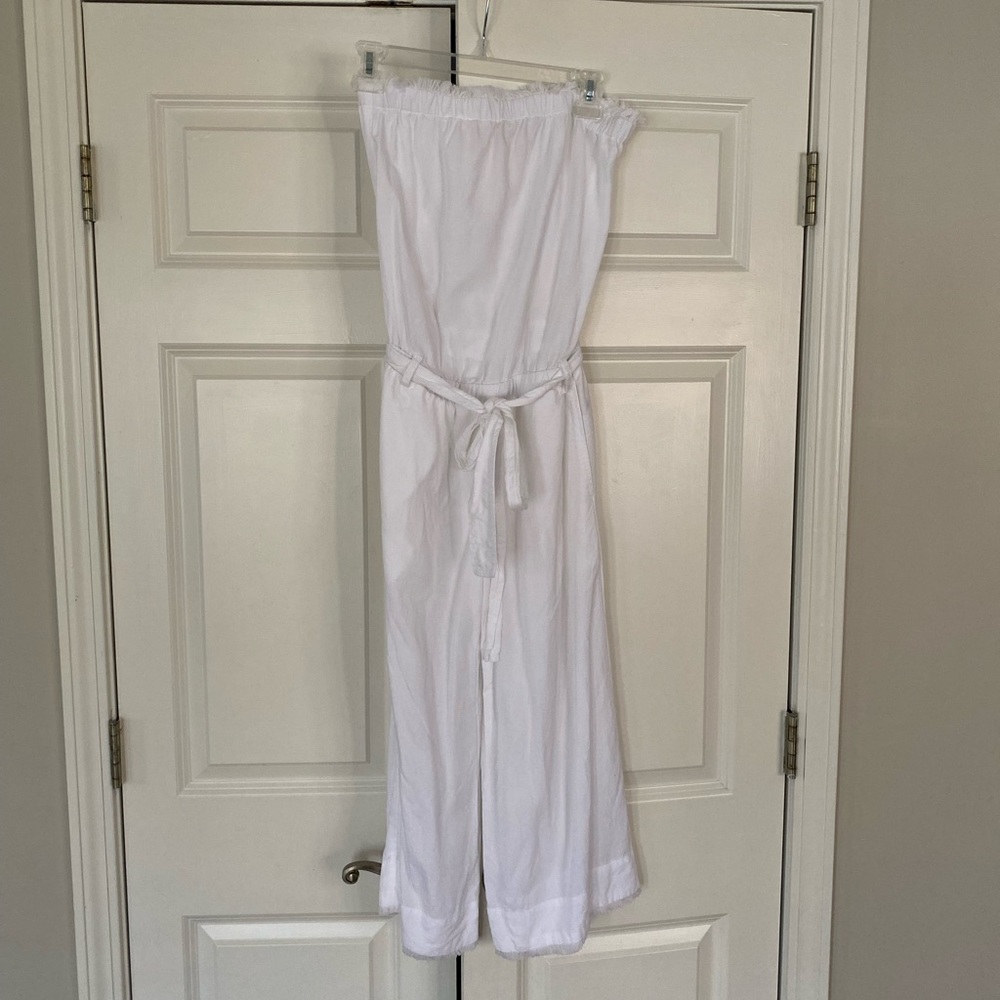 Anthropologie Cloth & Stone Strapless Fray Trim Crop Jumpsuit - EUC - Picture 3 of 15